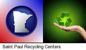 a recycling symbol in Saint Paul, MN