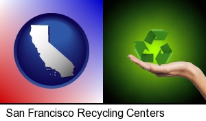a recycling symbol in San Francisco, CA