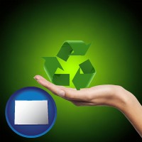 colorado map icon and a recycling symbol