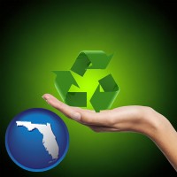 florida map icon and a recycling symbol
