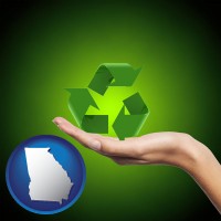 georgia map icon and a recycling symbol
