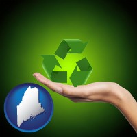 maine map icon and a recycling symbol
