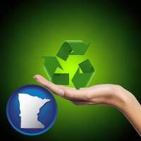 minnesota map icon and a recycling symbol