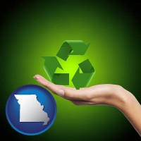 missouri map icon and a recycling symbol