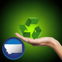 montana map icon and a recycling symbol