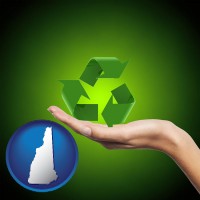 new-hampshire map icon and a recycling symbol