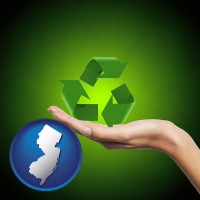 new-jersey map icon and a recycling symbol