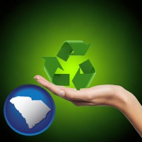 south-carolina map icon and a recycling symbol