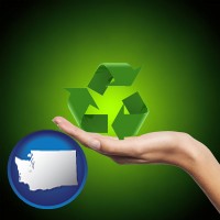washington map icon and a recycling symbol