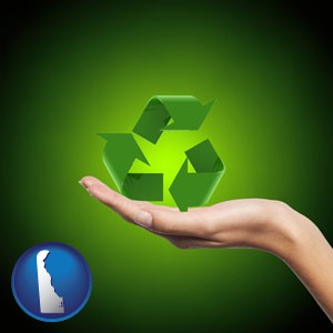 a recycling symbol - with Delaware icon