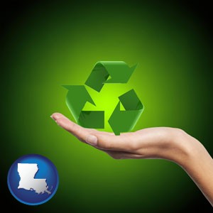 a recycling symbol - with Louisiana icon