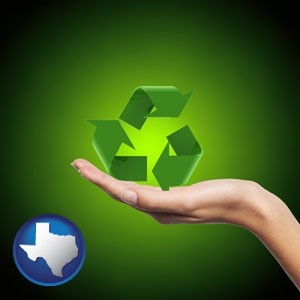 a recycling symbol - with Texas icon