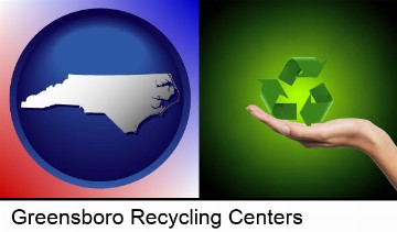 a recycling symbol in Greensboro, NC