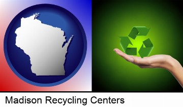 a recycling symbol in Madison, WI